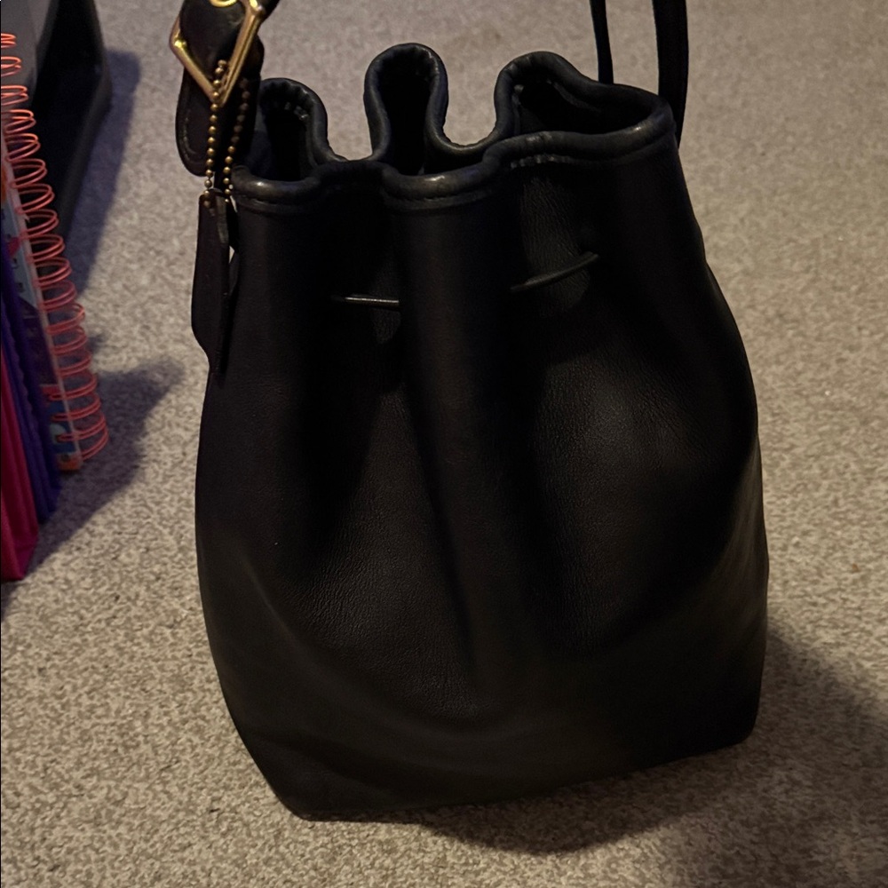Coach Rare Vintage Black Leather Bag - Picture 4 of 9